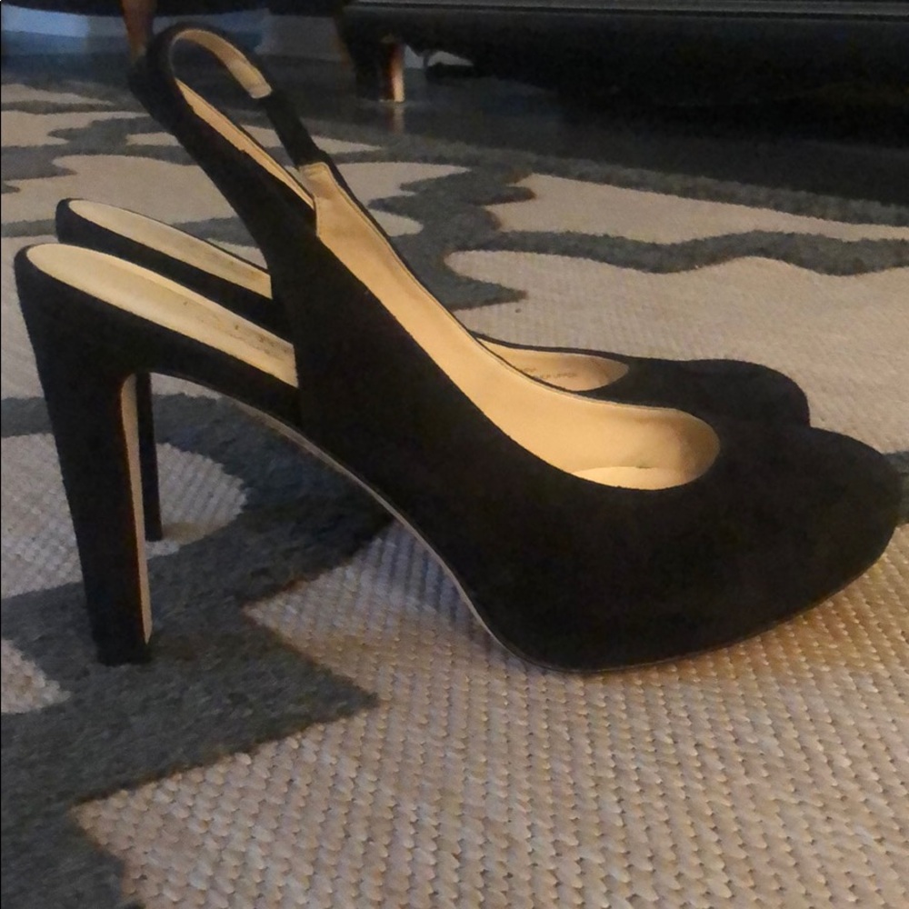Talbots Black Suede Slingback Heels Sz 8 neverworn